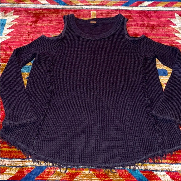 Free People Tops - Free People Cold Shoulder Long Sleeve Waffle Knit